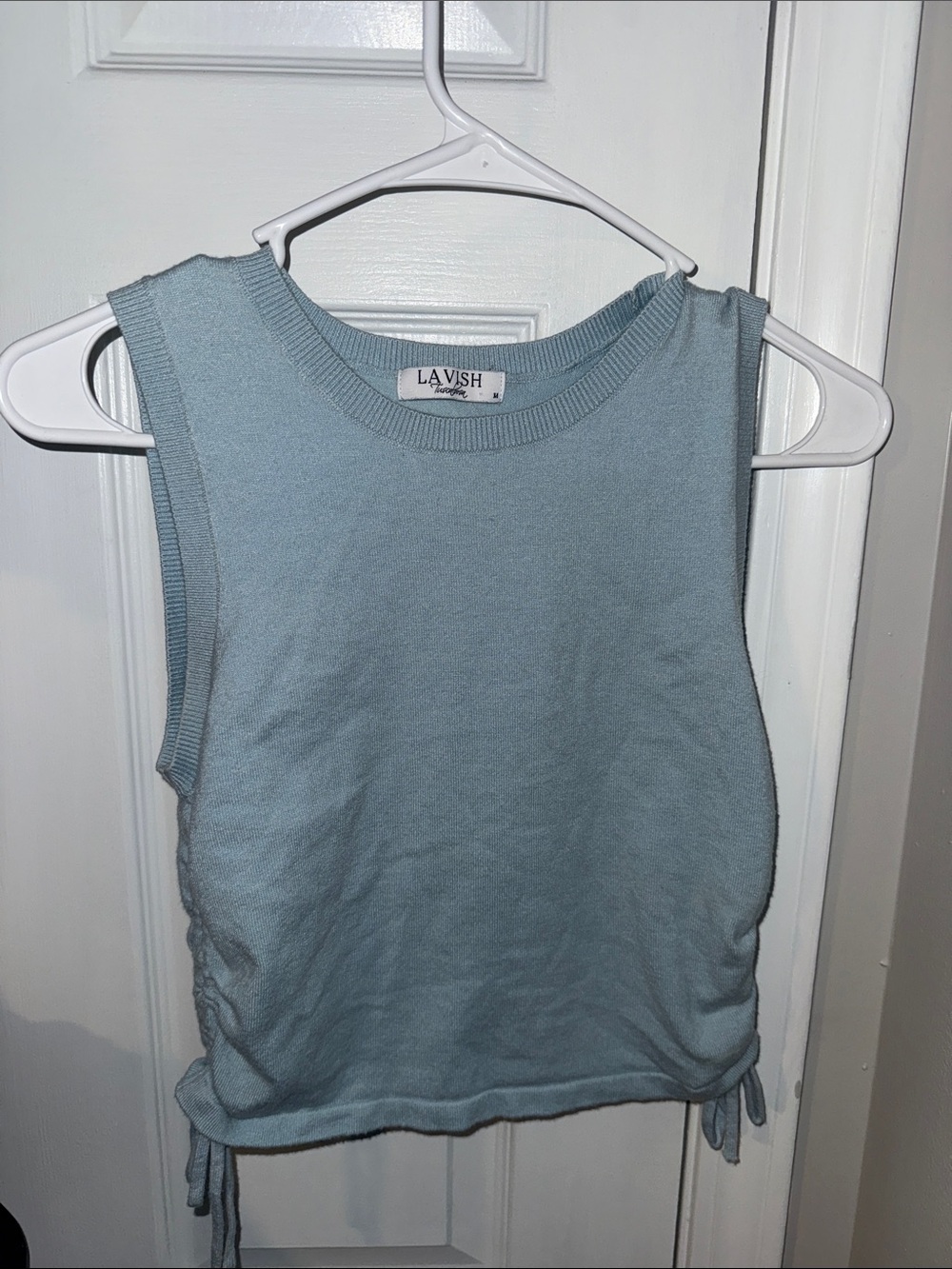 Lavish Powder Blue Side-Tie Knit Tank
